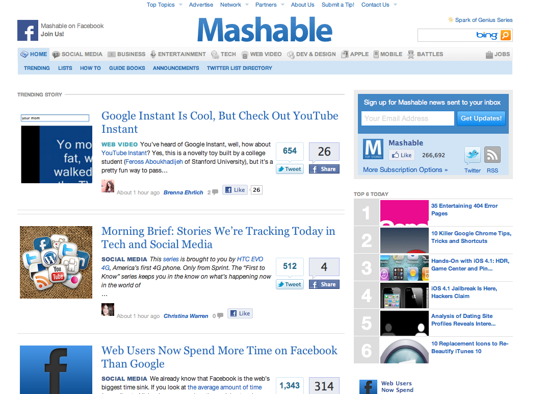 Mashable Homepage