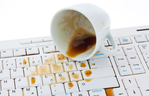 Spilled Coffee on Keyboard