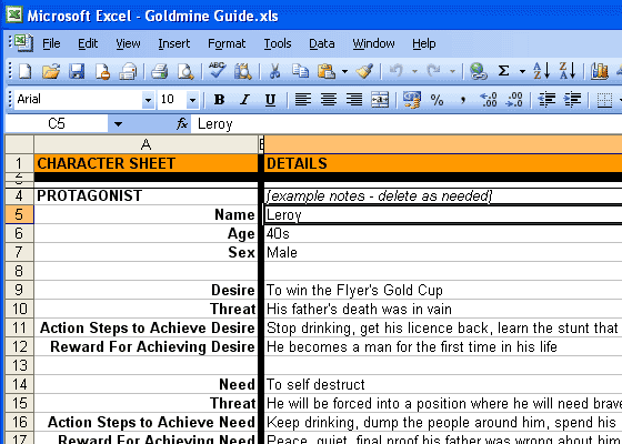 Excel Beat Sheet